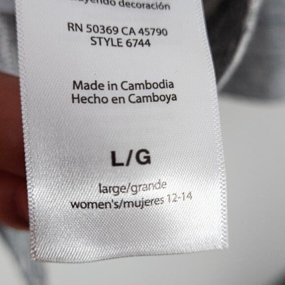 Danskin Gray Cowl Neck Cardigan Lightweight Minimalist Athleisure Size L - Picture 12 of 12